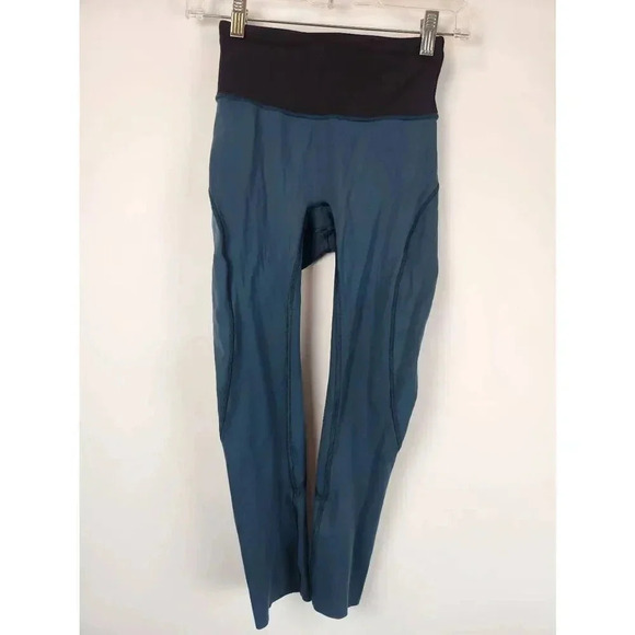 Lululemon Run The Day Crop Leggings Blue Size 2 - Picture 1 of 8